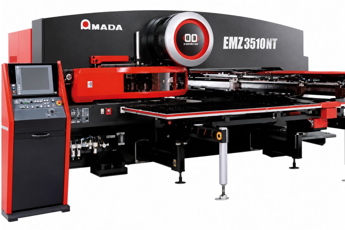 CNC punch machine operating on a metal sheet
