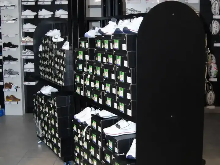 Mobile footwear stock and display unit made from fabricated sheet metal