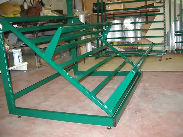 Powder-coated steel produce display frame made by Techrail